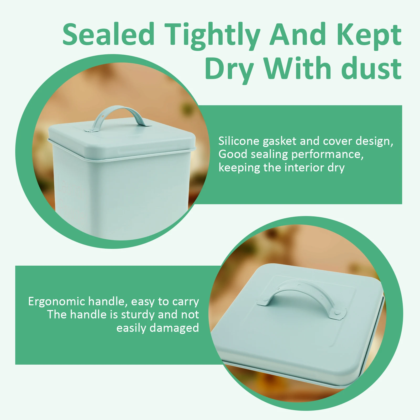Metal Washing Powder Storage Box 3L Detergent Storage Container with Portable Handle and Lid for Home Laundry Room