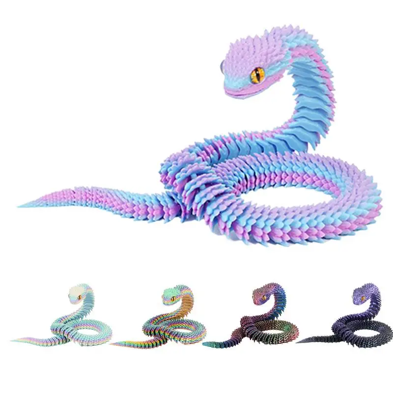 3D Printed Snake Realistic 3D Printed Figure Snake Creative 3D Printed Snake Model Flexible Snake Statue Joint Mobility Home