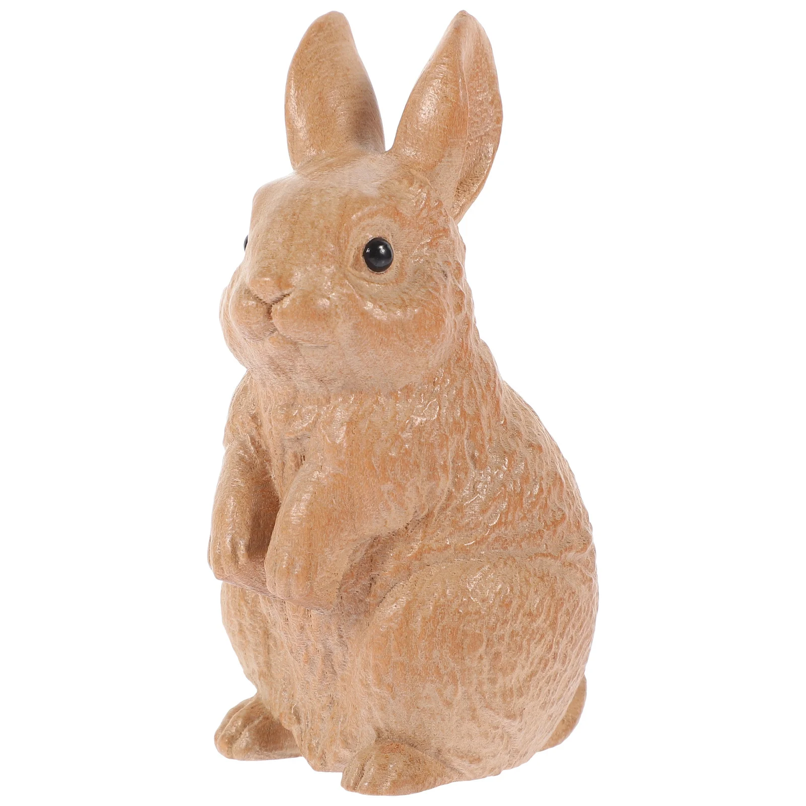 

Wooden Carved Rabbit Desktop Decoration Hand Carving Bunny Sculpture Wooden Craft Ornament for Home Office Carving Bunny Decor