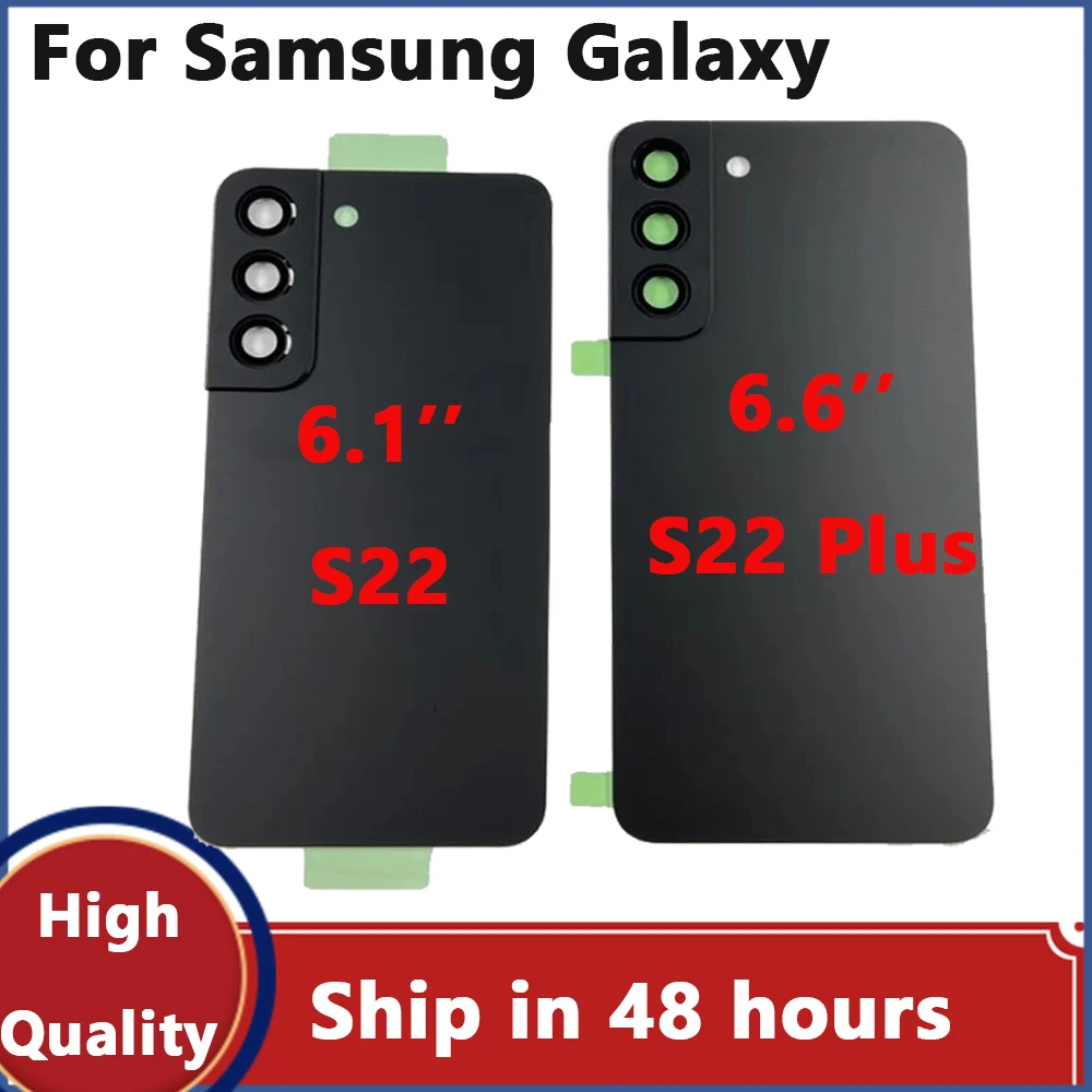 New For Samsung Galaxy S22 5G SM-S901B Battery Back Cover Rear Door For S22 Plus S906B 3D Glass Panel Housing Case Camera Lens