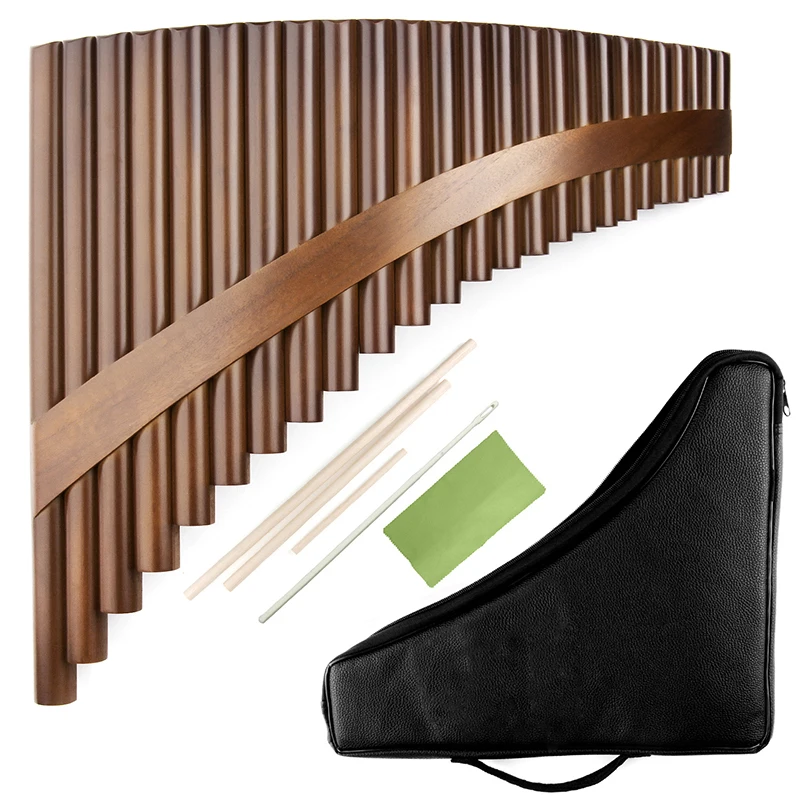 25 Pipes Handmade Bamboo C Key Made PanFlute Diagonal Wooden Strip Pan Pipes Traditional Woodwind Musical Instrument