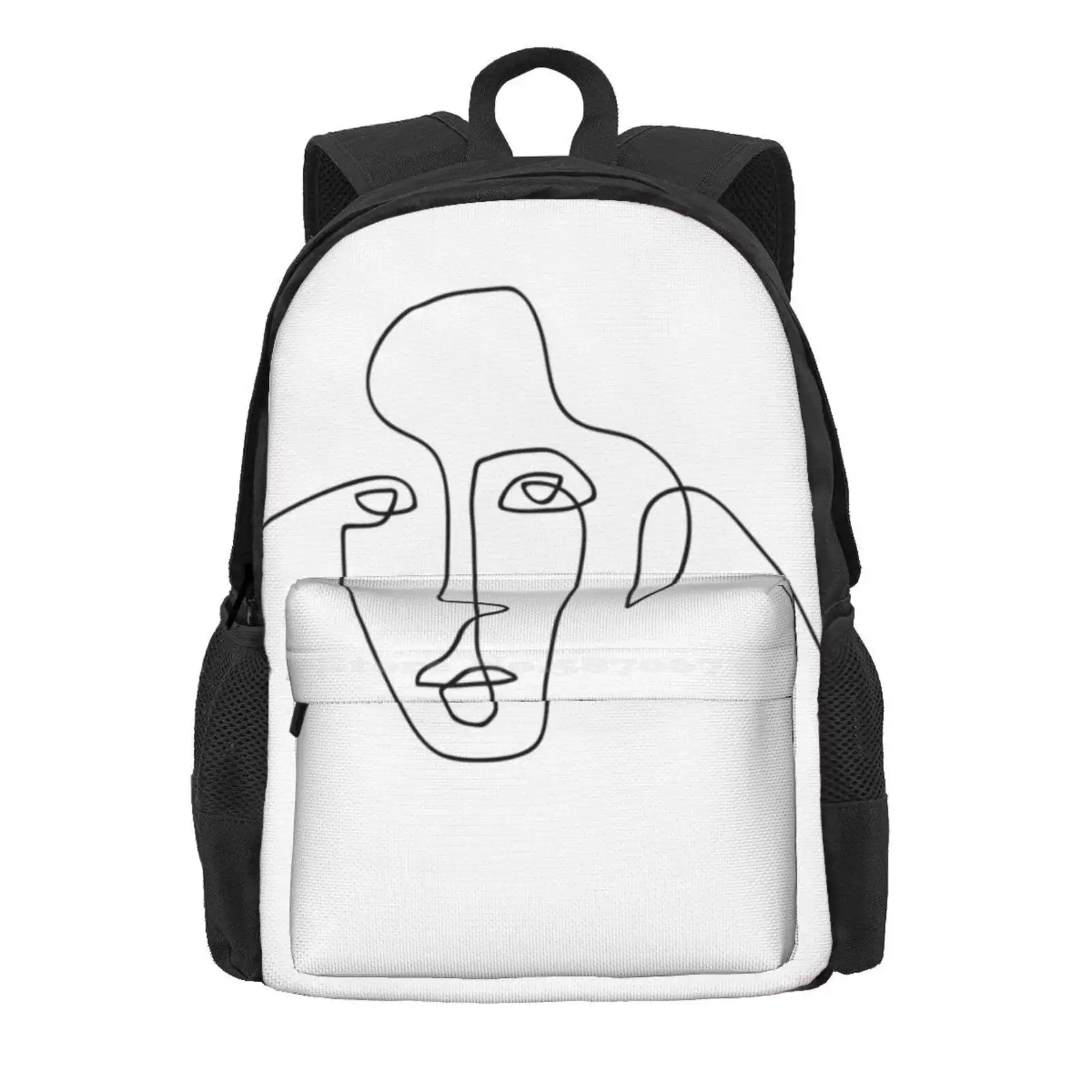 One Face - One Line Art Hot Sale Schoolbag Backpack Fashion Bags Abstract Faces One Line Art Single Line Sketch Minimalistic