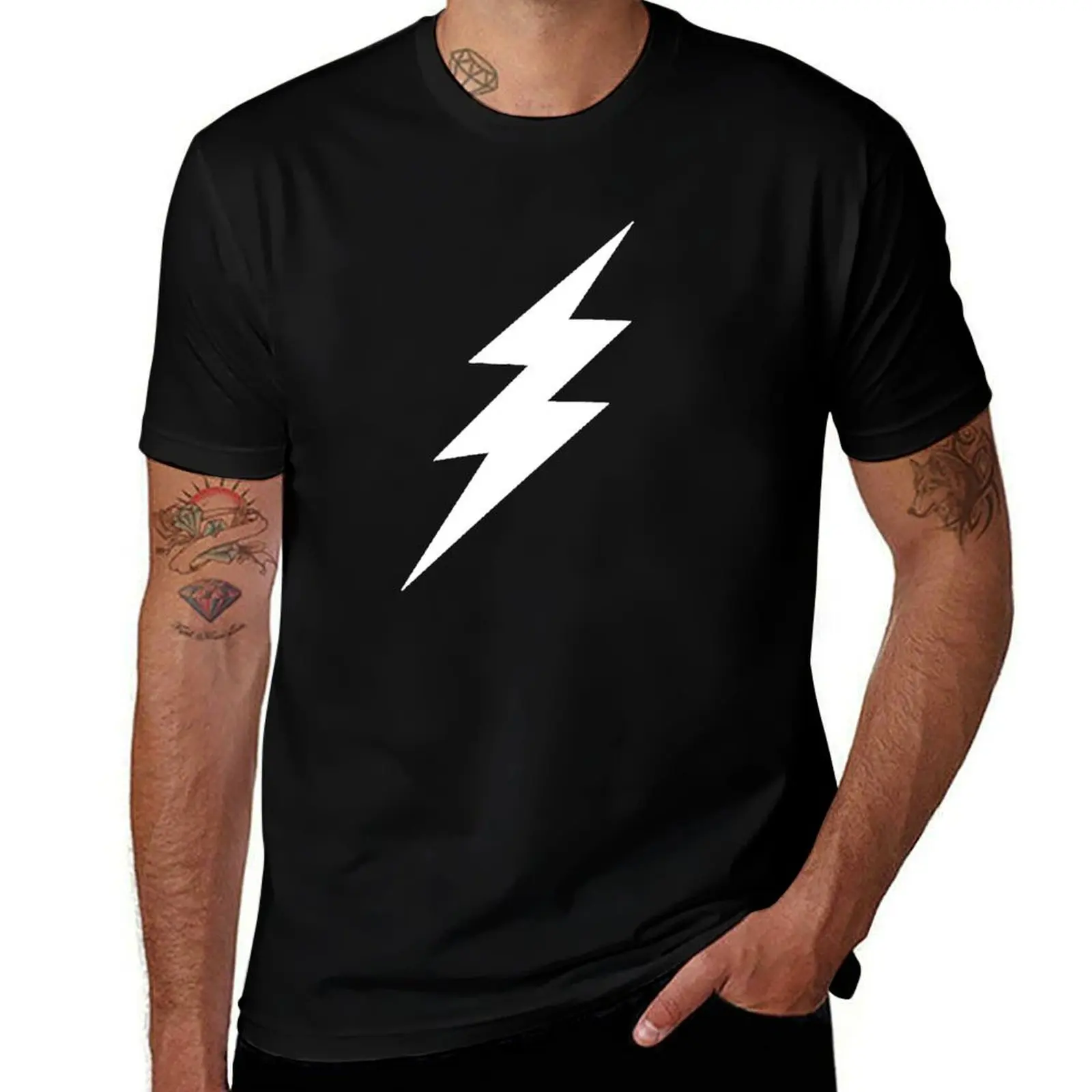 

White Lightning Bolt T-Shirt t shirt for man 100 percent cotton t shirts for man graphic vintage T-Shirt