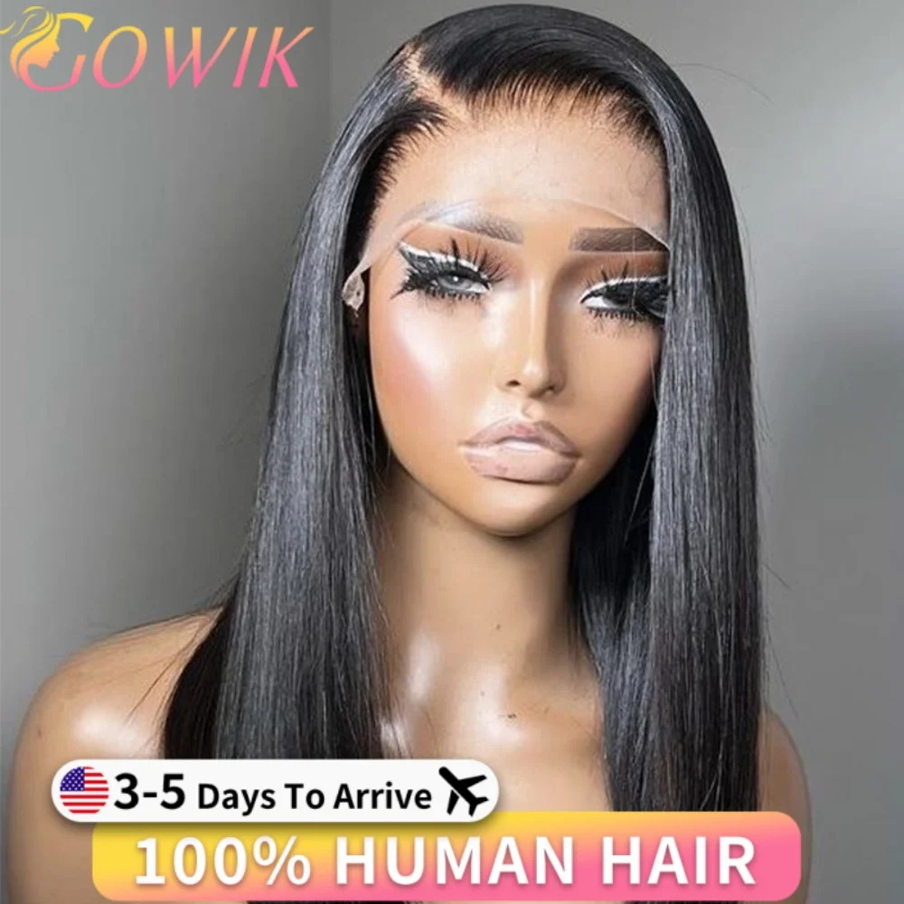 

13x6 HD Кружевной фронтальный короткий парик Боб Прямые парики из натуральных волос 100% 13x4 Парик из натуральных волос на кружеве Настоящий предварительно выщипанный бразильский для женщин