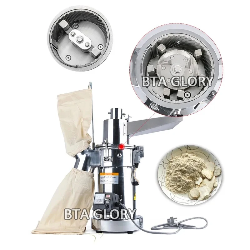 Professional Stainless Steel Electric Pulverizer Machine Small Powder Grinder for Spices T/ea Dried Herbs Food Hammer Mill