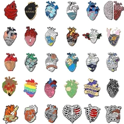 Medical Lung Brain Enamel Pins Creative Organ Heart Lapel Brooches Badges Cartoon Jewelry Doctors Nurses Gift for Friends