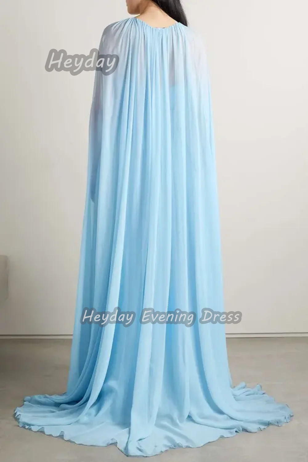 Heyday السعودية  O-Neck Prom Gown Sexy A-Line Ruffle Chiffon Short Sleeves Floor Length Elegant Dress For luxurious Woman 2024