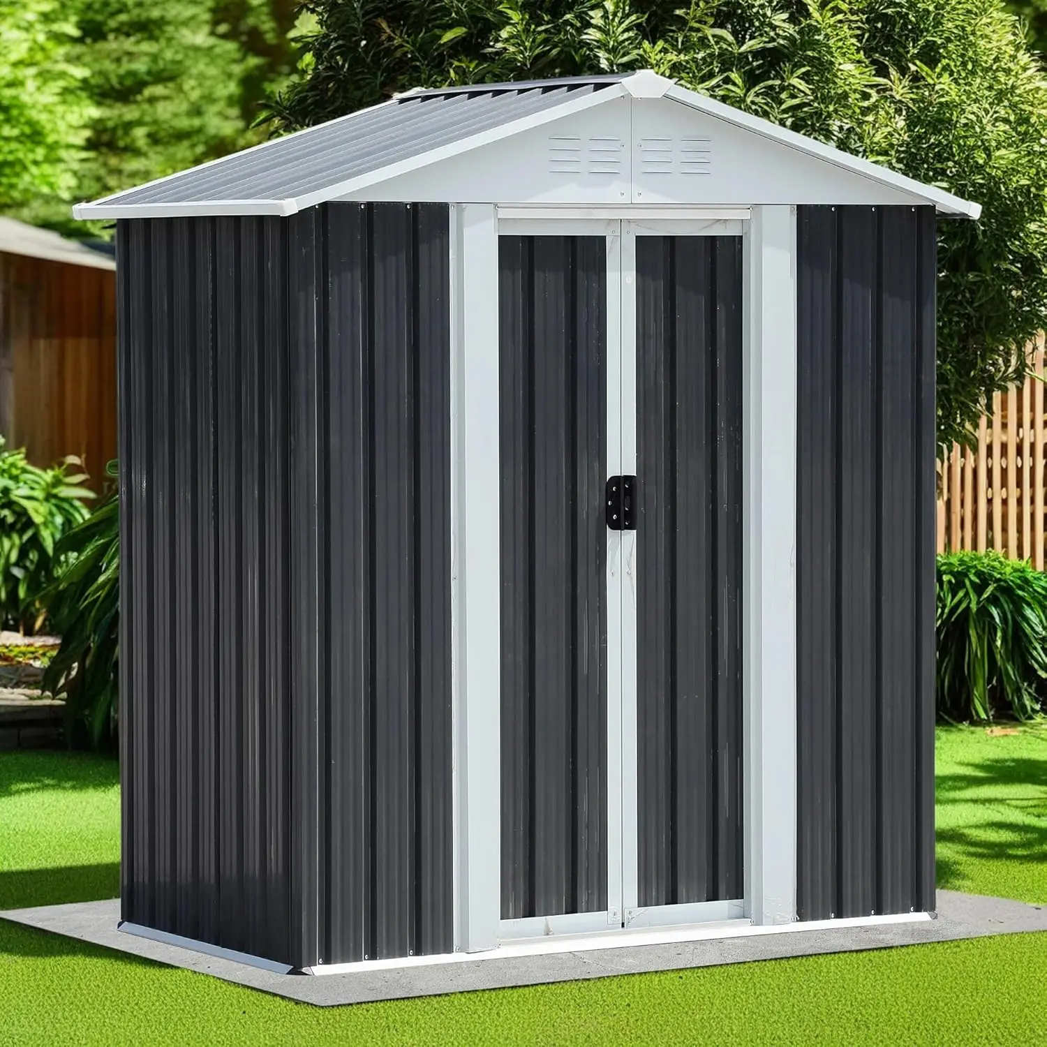 Ritsu Outdoor Storage Shed 5X3Ft,Metal Garden Shed For Bike, Garbage Can,Tool,Outside Sheds&Outdoor Storage Box With Lockable