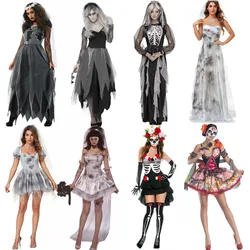 Multiple Adult Scary Skull Ghosts Bride Costume Women Zombie Vampire Cosplay Carnival Halloween Party Day of The Dead Dress Up