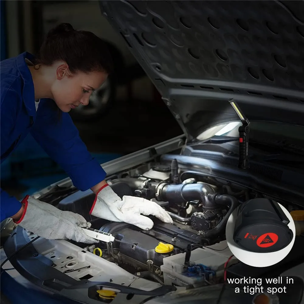 Led Work Light Magnetic Base Hook Rechargeable 360°Rotating Portable Handheld Flashlights For Working Repairing Outdoor Camping