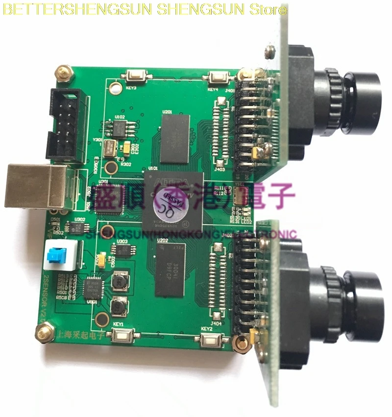 

USB binocular camera acquisition FPGA board 1 million 300 thousand Black and white sensor MT9M001C12STM