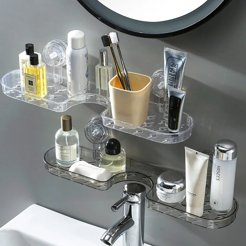 2-Pack of Suction Cup Faucet Storage Racks in Random Colors, No-Drill Faucet Storage Rack for Washbasin, Toilet, Bathroom Sink, Bathroom, Restroom, Washbasin, Suction Cup Bathroom Storage Rack