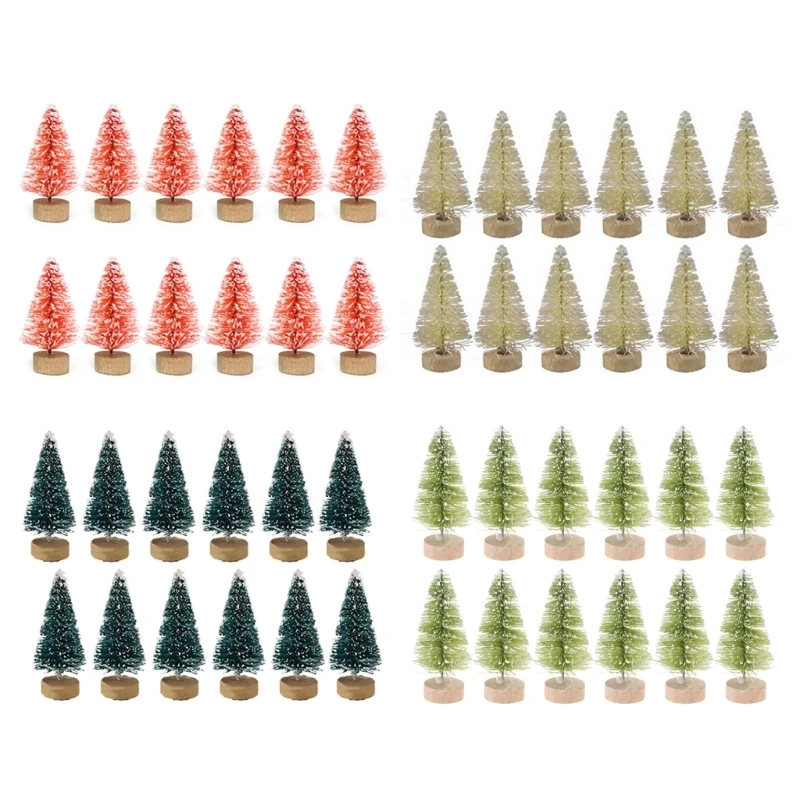 Artificial White Snow Pine Tree Adornment 12pcs  Desktop Decoration Supplies for Home Bedroom Living Room Drop Shipping