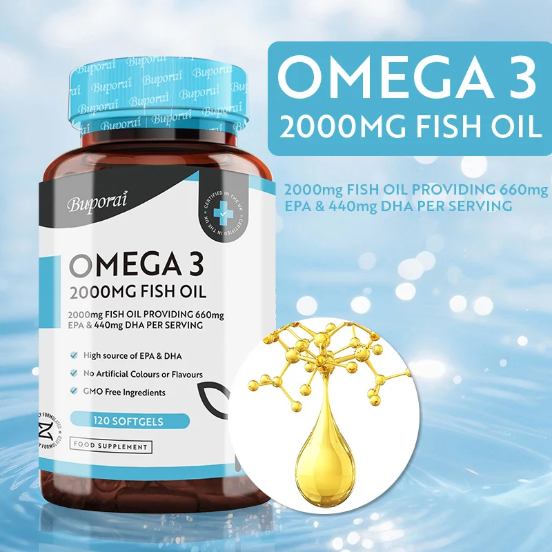 

Рыбное масло Omega 3 — 2000 мг — капсулы 30/60/120 — общая поддержка здоровья и иммунитета, без ГМО, без глютена