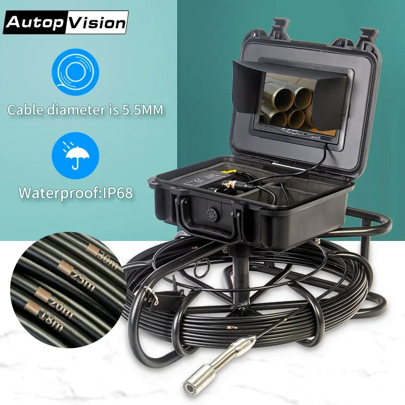 

Sewer Camera Pipe Pipeline Inspection Waterproof Endoscope 30M/100FT 1200TVL Industrial Plumbing Snake Include 16GB Card 23mm