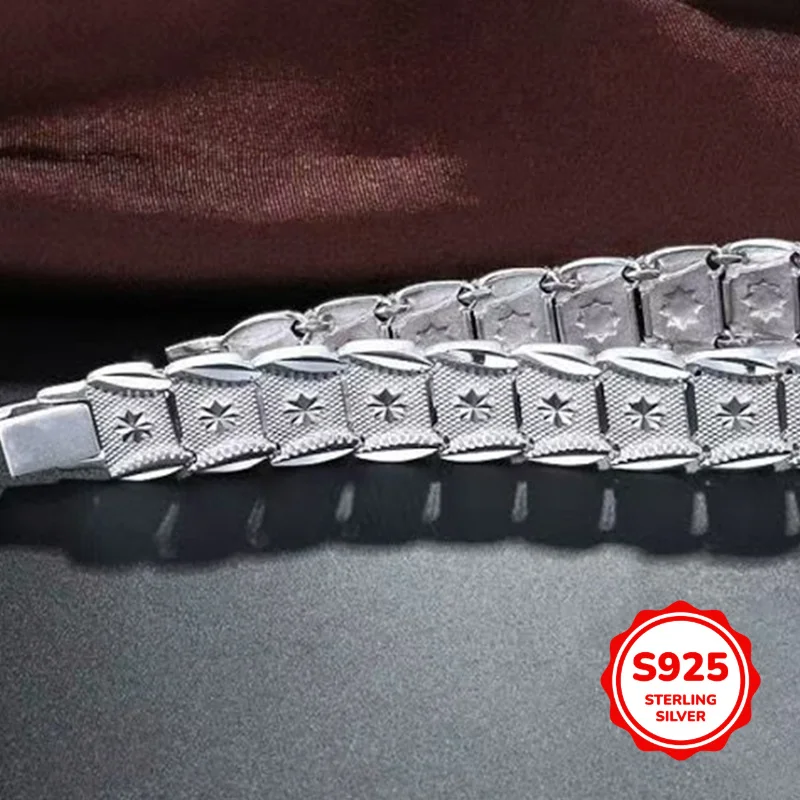 925 Pure Sterling Silver Euro Coin Pattern Bracelet