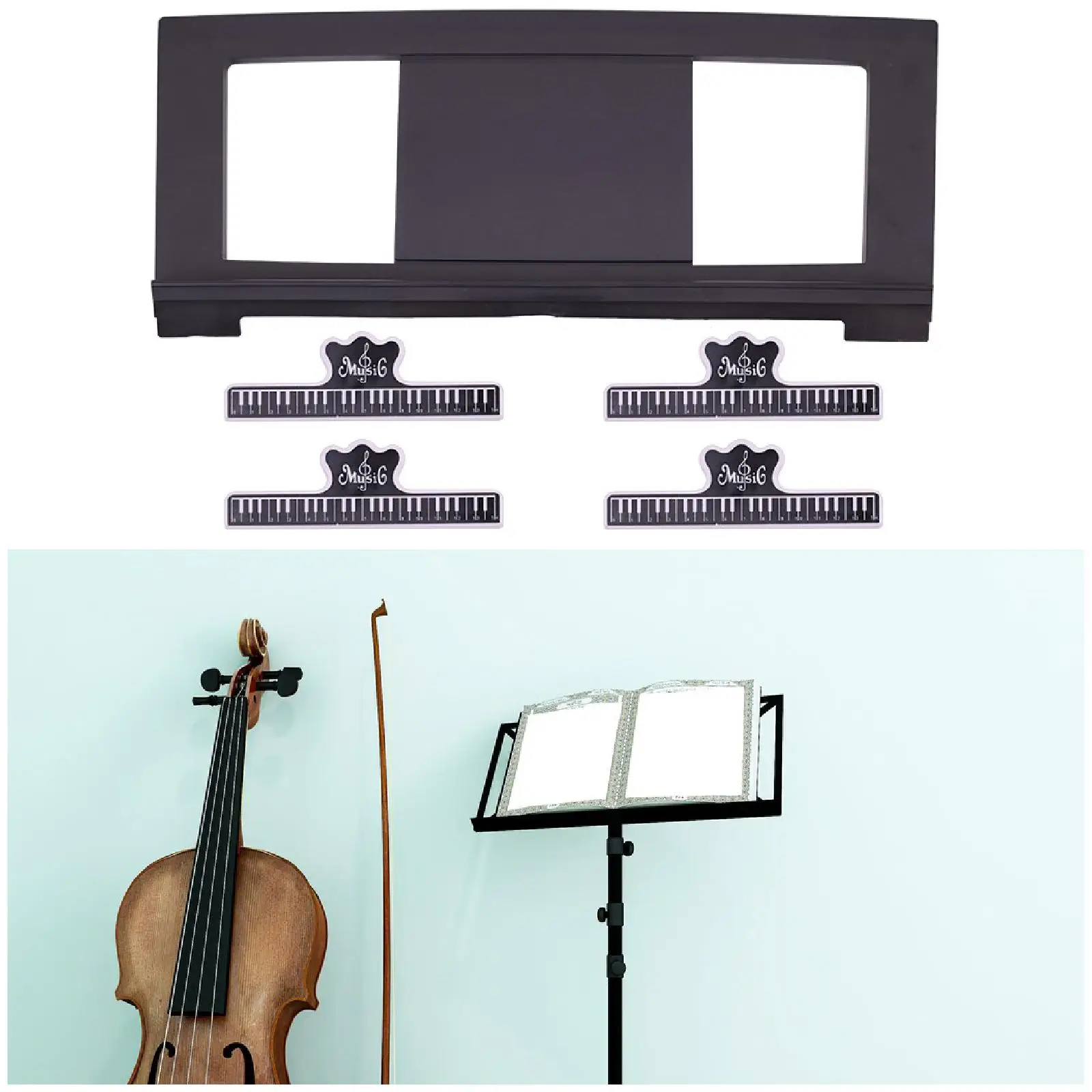 Suporte De Livro De Música Com 4 Clipes, Suporte De Livro De Teclado Leve, Porta-páginas, Presentes Para O Amante De Música