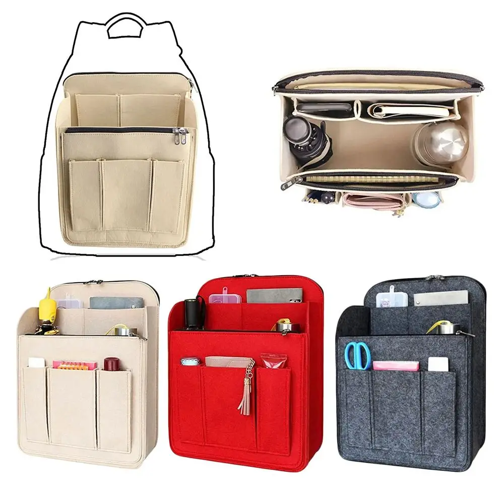 Durable Multi-Pocket Backpack Inner Bag Felt Large Capacity Liner Bag Portable Travel Insert Bag for Longchamp