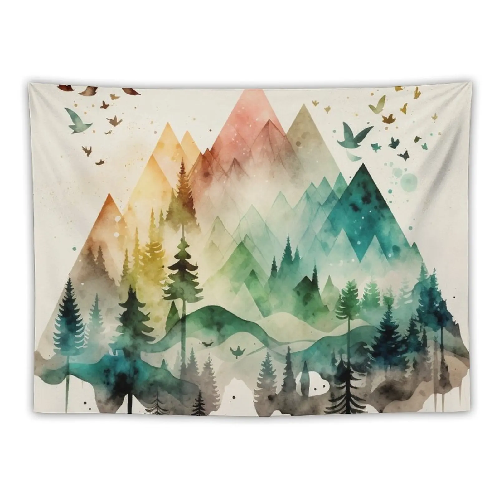 

mountain geometric shapes watercolor Tapestry Room Design Luxury Living Room Decoration Tapestry
