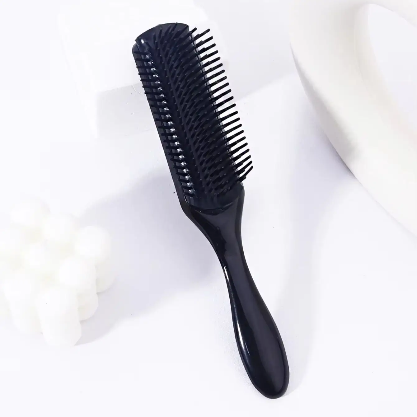 Escova de ondulação de massagem de nylon de 9 fileiras, pente de ondulação de cabelo liso para salão de cabeleireiro, cerdas de nylon especiais para perucas de cabelo real, 1 peça