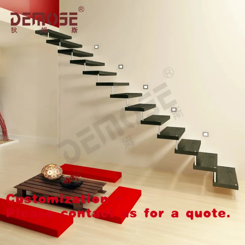 

Изготовленная на заказ плавающая лестница из акации для помещений и улицы, простая установка, лестница из нержавеющей стали и массива дерева