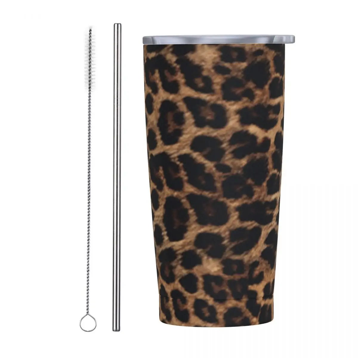 

Стакан из нержавеющей стали с леопардовым принтом, кружка с вакуумной изоляцией, термохолодные чашки, соломинка с крышкой, 20 унций