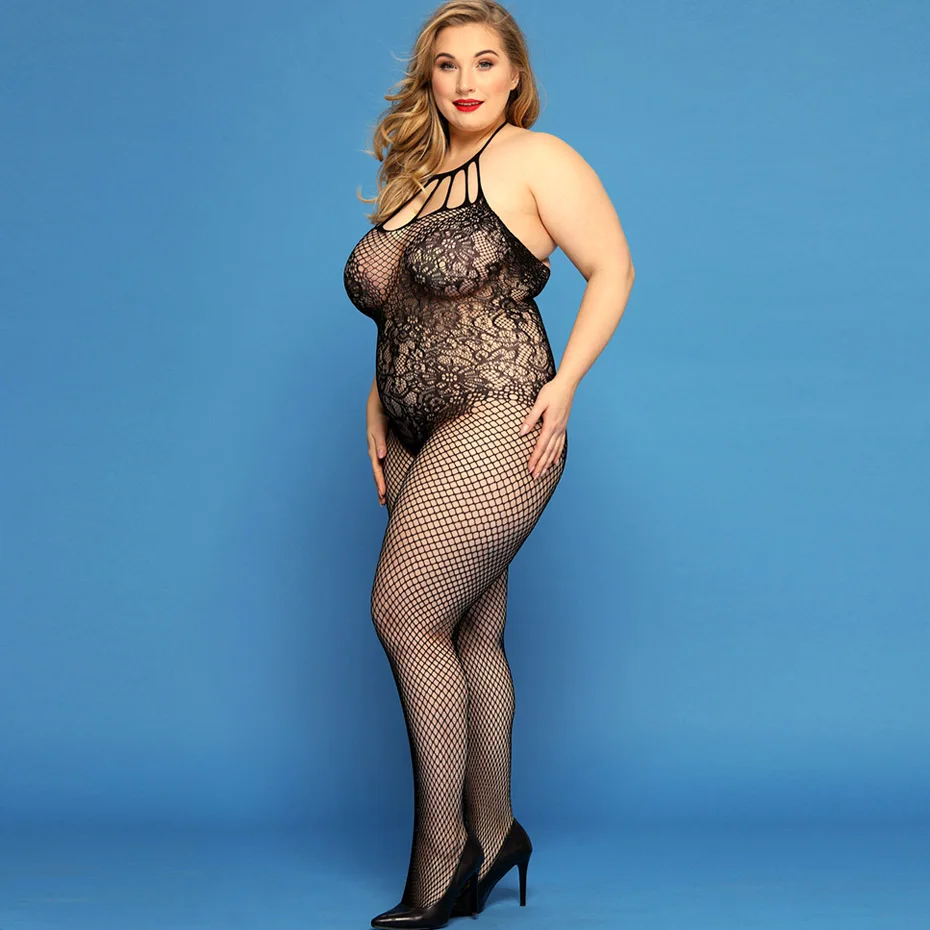 Sexy Lingerie Women Body Underwear Plus Size Halter Bodysuit Open Crotch Bodystocking Nightwear Erotic Lingerie Porno Costumes