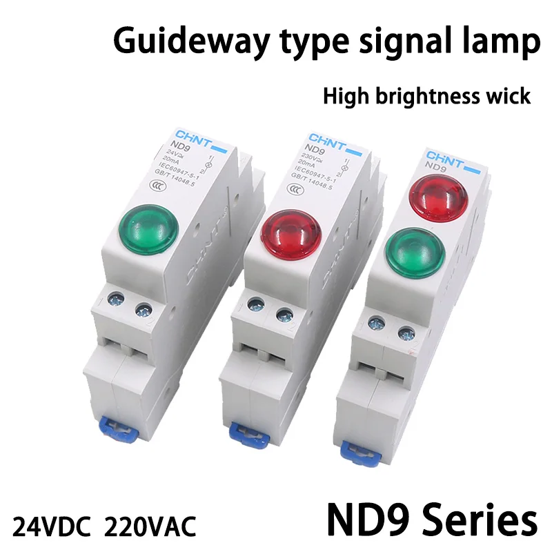 CHINT ND9 LED Signal Lamp Series AC/DC 230V 24V 220V Pilot Lights Din Rail Mount Indication Light RED GREEN Lamp Indicator Light