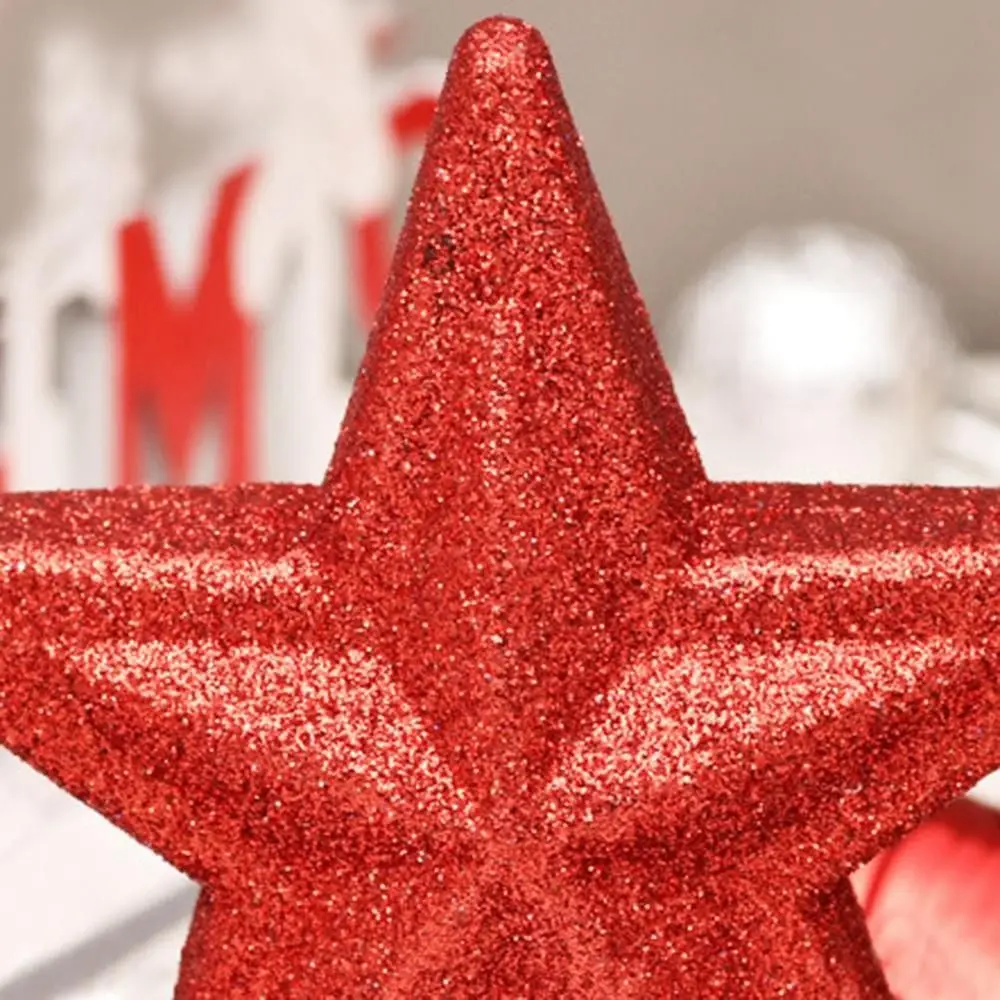 30 шт. пластиковые рождественские шары, подвески, блестящие небьющиеся топперы для рождественской елки, звезды, рождественские украшения особой формы