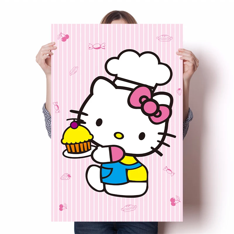 

Мультфильм Sanrio Hello Kitty аниме постер Kawaii Pink KT Cat холст картина для девочек Декор комнаты плакат детская спальня украшение подарок