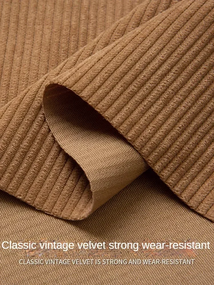 Corduroy Fabric Plain Medium Thick Strip Winter By The Meter for Clothes Bags Pant Shirts Sofa Sewing Soft Cloth Wearable Yellow