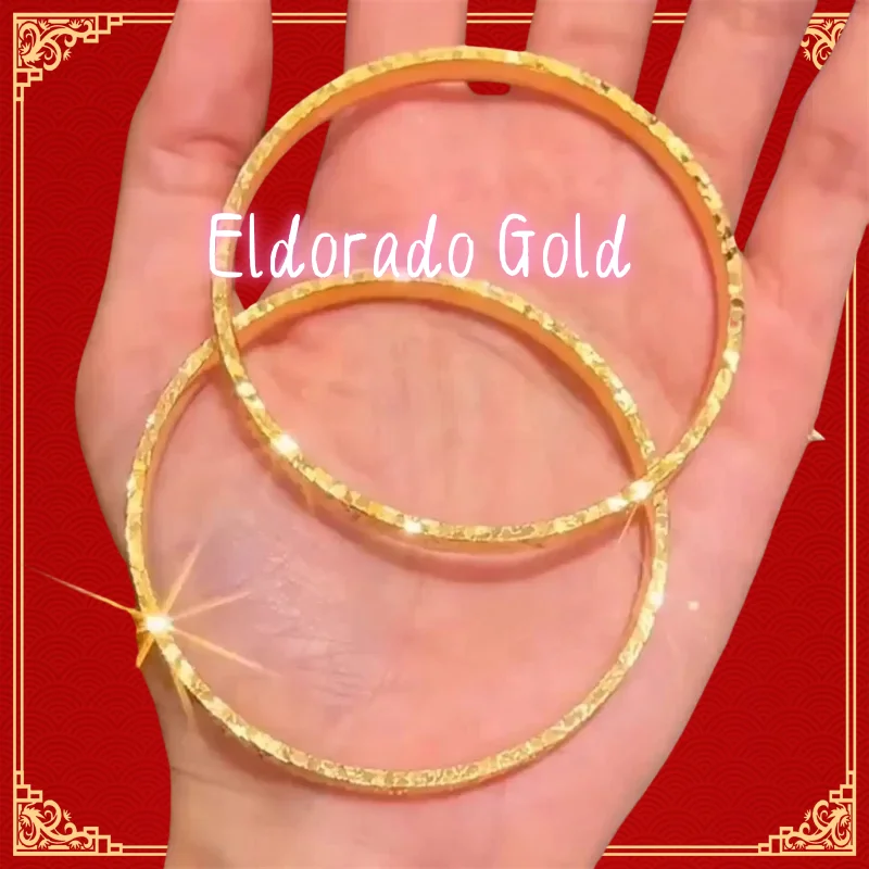 

High quality AU75018K gold sparkling broken ice ladies' auspicious words lucky bracelet ethnic style luxury jewelry giftValentin