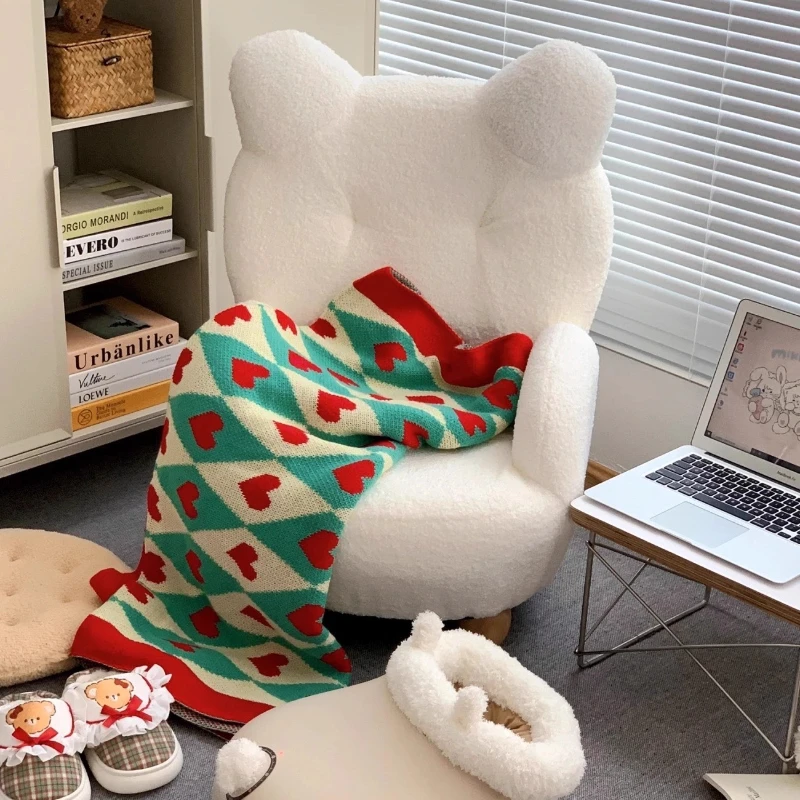 

Adorable Bear-Shaped Lounge Chair Mini Single Sofa for Kids Room Compact Cozy Armchair with Soft Lamb Wool Modern Furniture