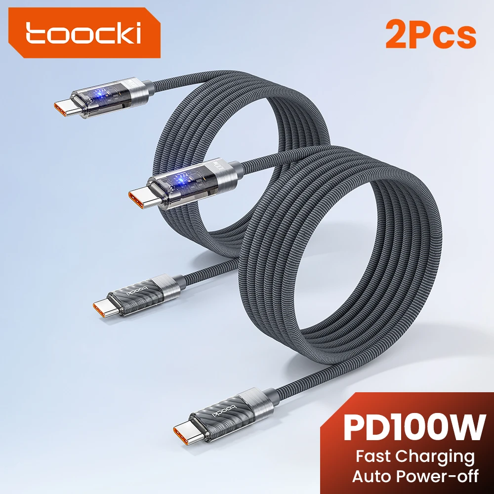 Toocki PD 100 W Typ C Zu Typ C Kabel Für iPhone 17 16 15 Schnelle Lade Transparent Auto Power-off USB C Kabel Für Xiaomi Samsun