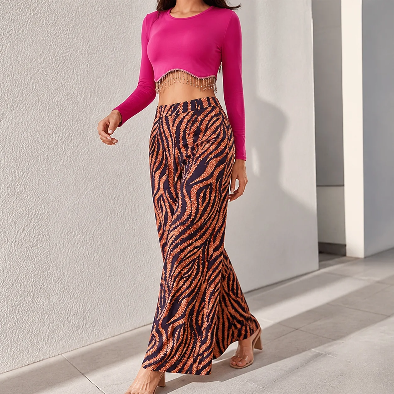 Women's Y2K Zebra Print High Waist Loose Fit Full Length Color Block Asymmetrical Patchwork Pants Female Clothing Woman Clothes
