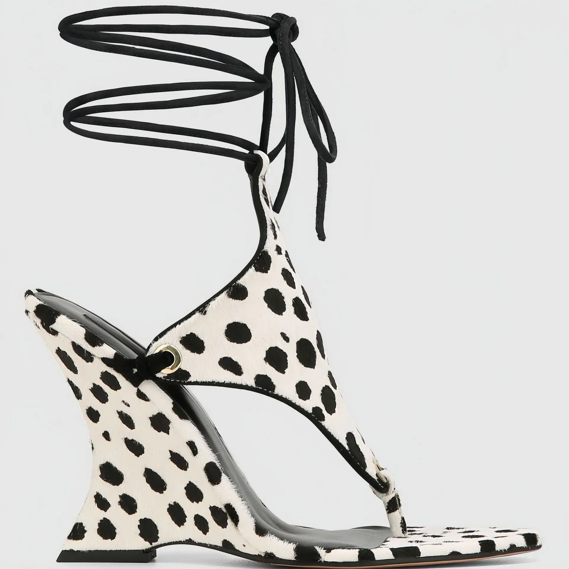 European and American style summer new toe straps sandals pointed slope heel leopard print sexy fashion cool slippers