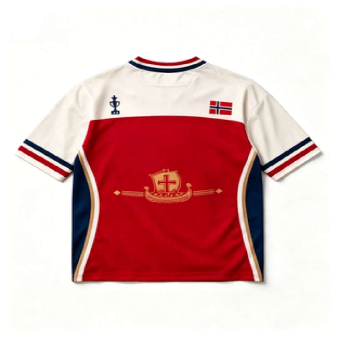 Norway No.26 Football Jersey 3D Printed Mesh V-neck Short Sleeved Viking Ship Flag Football Loose T-shirt