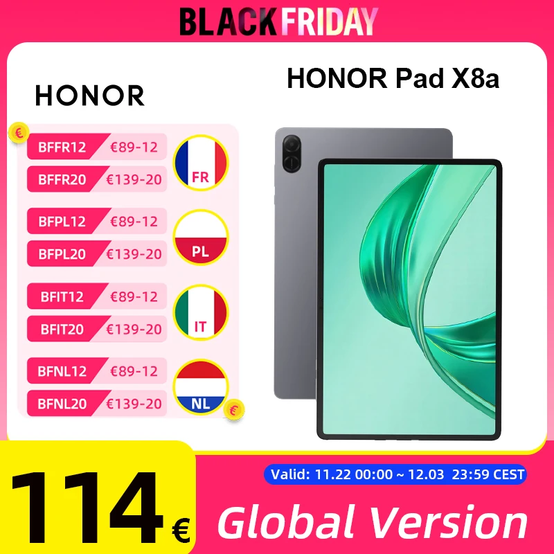 Global Version HONOR Pad X8a 11inch High Refresh Rate Eye Comfort 8300mAh Battery Large-amplitude Quad-speaker Voice Enhancement