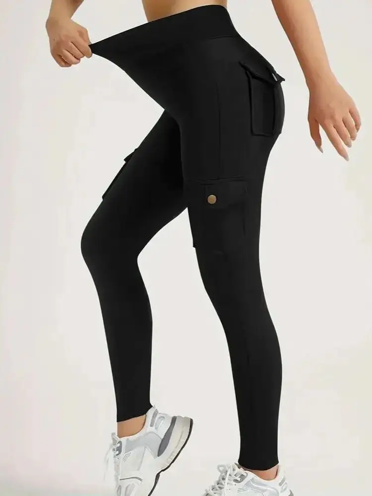 Women's Fitness Compression Pocket Yoga Leggings | High-Waist Tummy Control & Hip Lift | Naked Feeling & Quick-Dry | Multi-Pocke