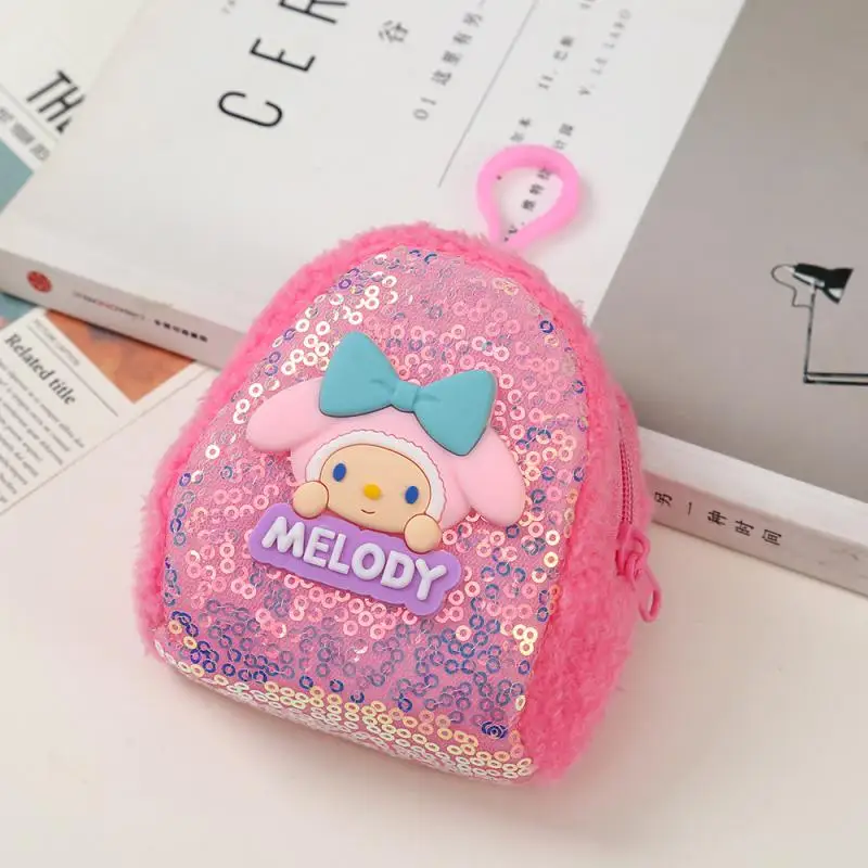 Sanrio Kuromi Hello Kitty Coin Purse My Melody Cinnamoroll Pochacco Colorful Sequin Headphone Bag Fashion Charm Holiday Gifts