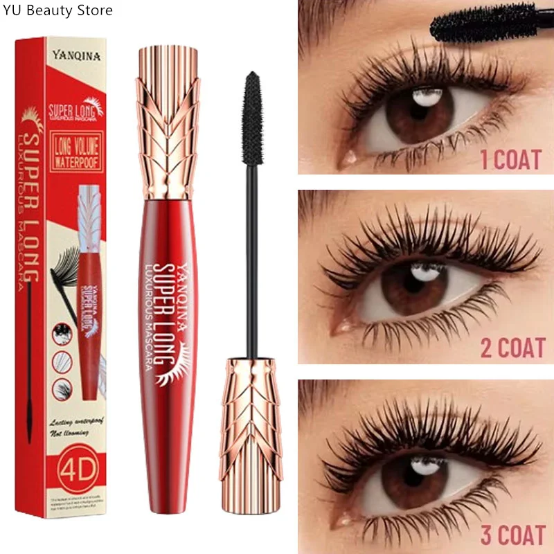 

4D Mascara Waterproof Extra Volume Long -Lasting Hyper-Curl Lengthening Eyelash Non-Smudging Eyelashes Black Mascara 10g New