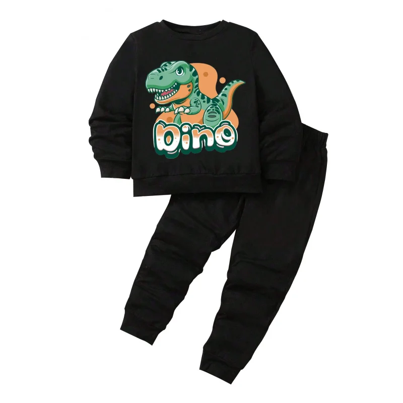 IURNXB Kids Dinosaur Print Sweatsuits 2pc Outfits Long Sleeve Top Pants Spring Autumn Baby Children's Clothes Set 1-6Y Playwear