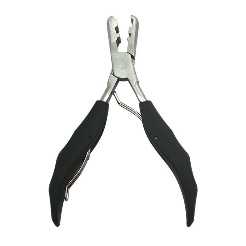 5.7 inch 2 in 1 Black Handle Plier with Flat Grooves 3mm and 5mm grooves Pre-Bonded Hair Extension Clamp