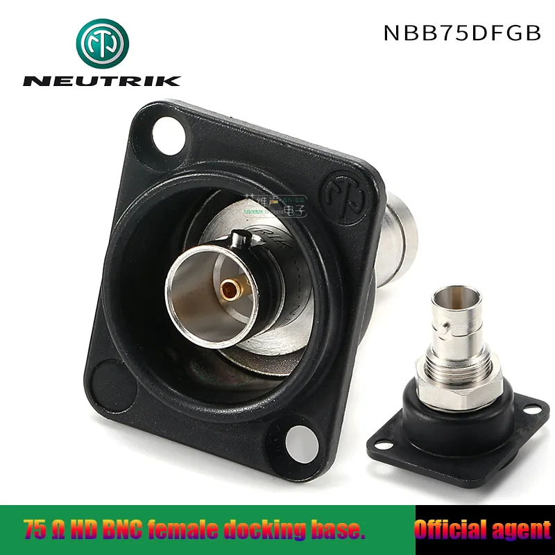 NEUTRIK Q9 75Ω HD Female Grounding BNC Through Base Connector NBB75DFGB Gold Plated Type-D Panel Mount SDI Video RGB Socket