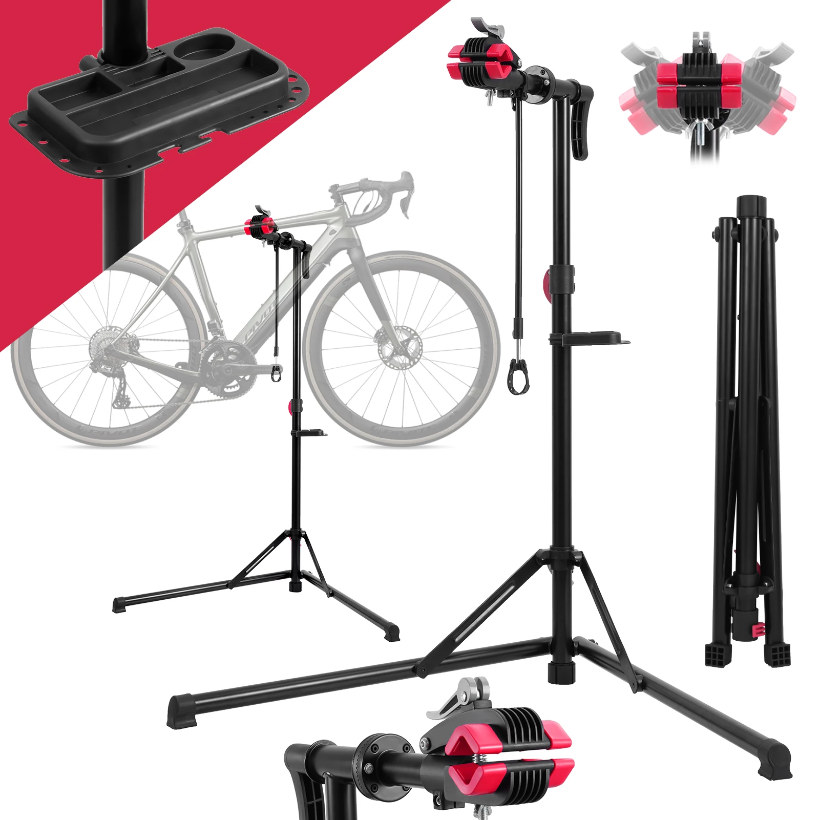 Soporte de Reparación de bicicletas, banco de trabajo de aluminio ajustable en altura para bicicleta de montaña, soporte de exhibición para bicicletas de carretera, estante de estacionamiento para almacenamiento de bicicletas