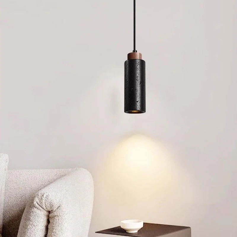 

Double heads Black Stone LED Japanese High End Pendant Light Retro Adjustable Dining Room kitchen Bedroom Bedside droplight