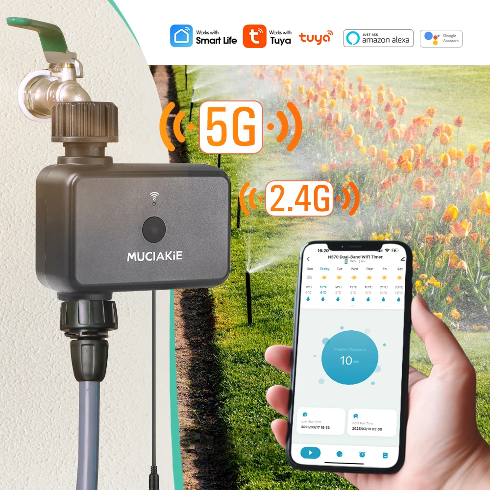 

Garden WiFi Smart Timer 5GHz & 2.4GHz Automatic Irrigation Controller Remote Control Watering System Intelligence Tap Drip Valve