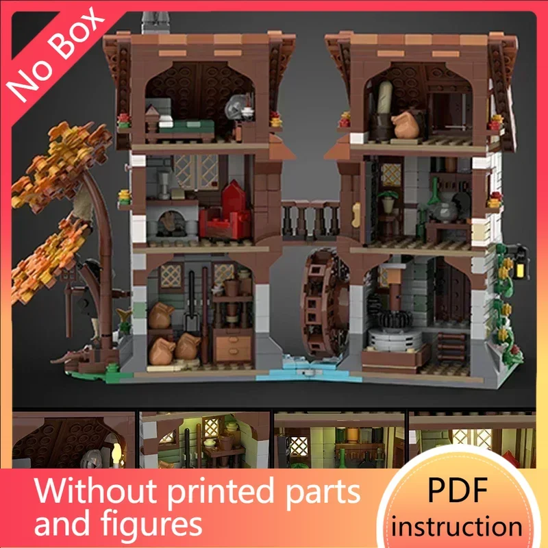 Classics Street View Model Moc Building Bricks Medieval Watermill Technology Modular Blocks Gift  Toy DIY Sets AssemblyChristmas