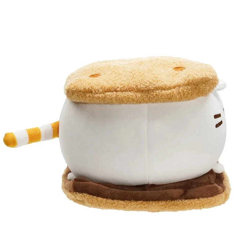 Jouet en peluche mignon de chat de biscuit au chocolat, oreiller doux d'animal, jouet de sommeil, décor à la maison, cadeau d'anniversaire d'enfants