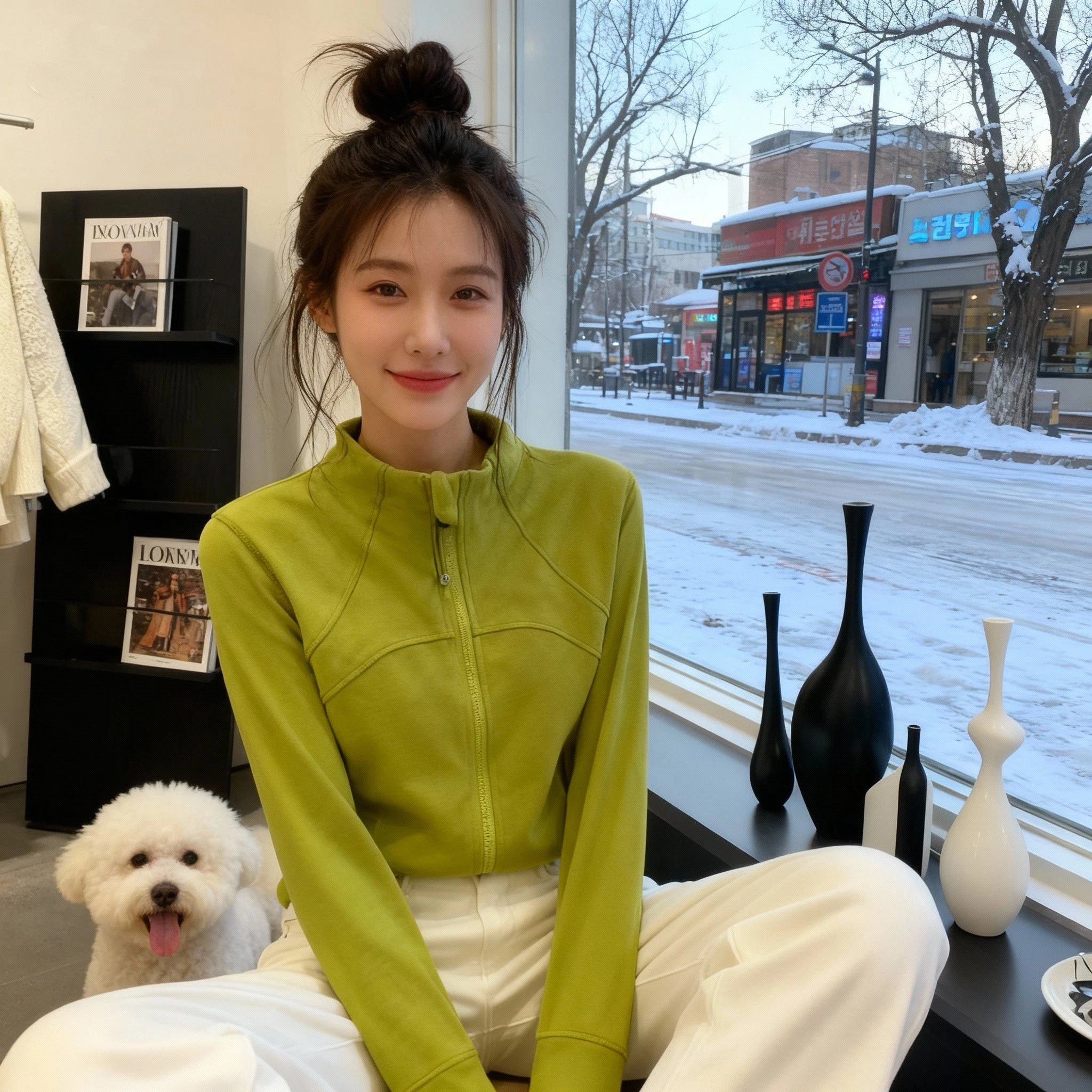 

ay Zipper Fce Lined Long Sve Stand Collar Sports Commuting Sle Women's Slim Fit Faionable Outerwear Warm Top